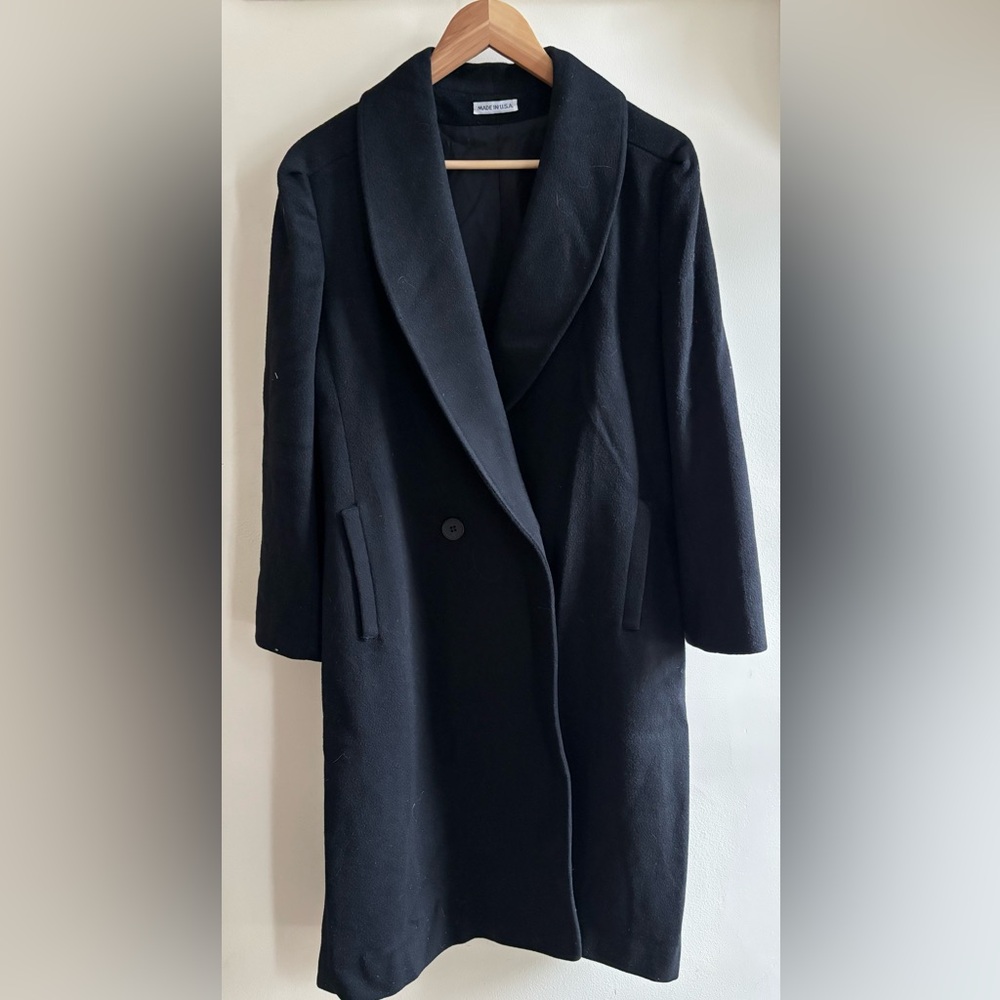 Classic Vintage Wool Coat, Lined, 1 Button, Double Breasted Junior Size